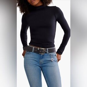 Kenzie Funnel Neck Stretch Cotton Top NWOT black